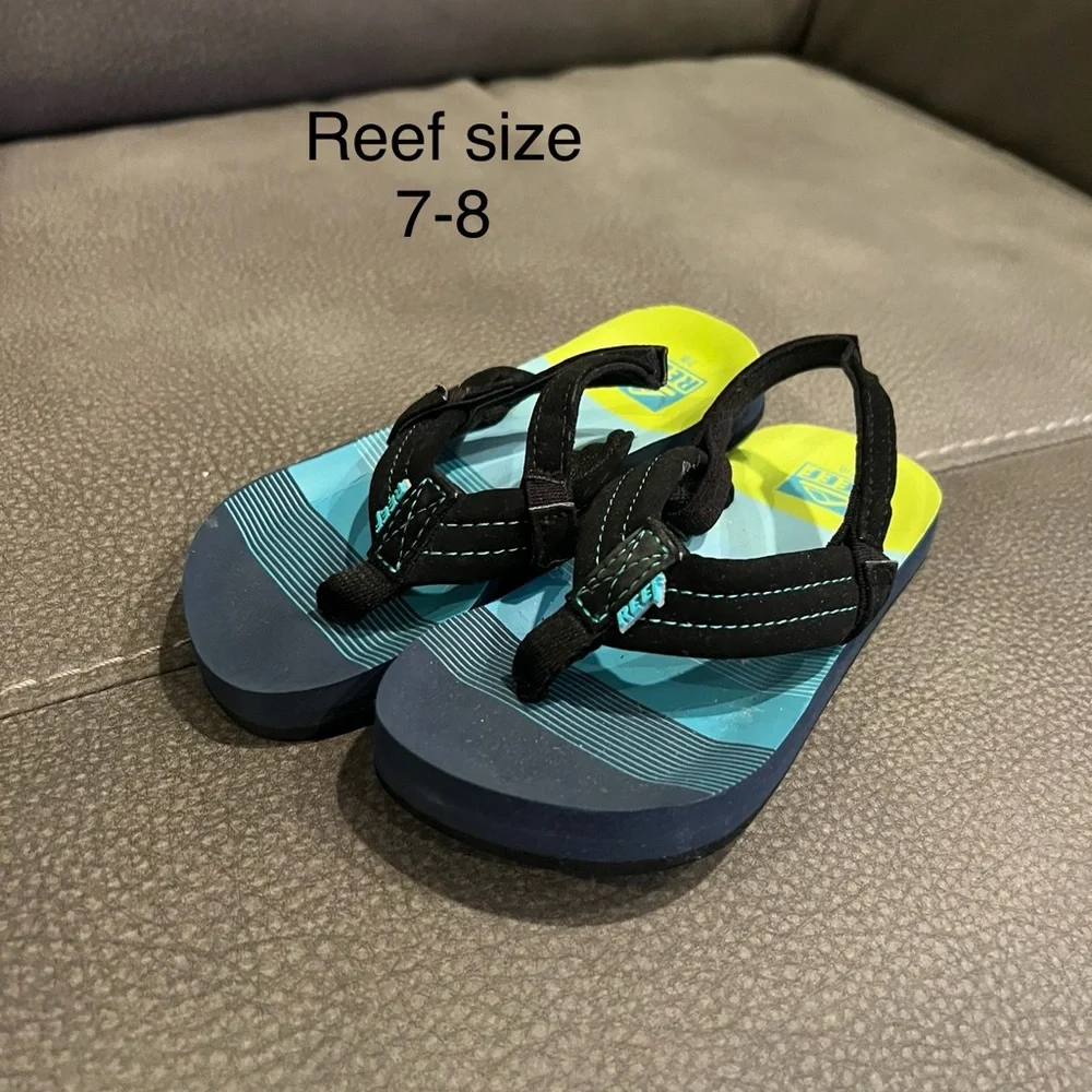 Reef Youth Aqua and Black Flip Flops